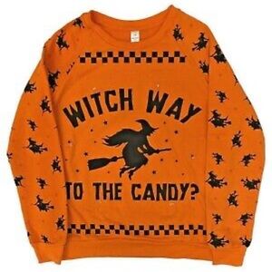 Women Witch Way to The Candy Halloween Sweatshirt Size Small